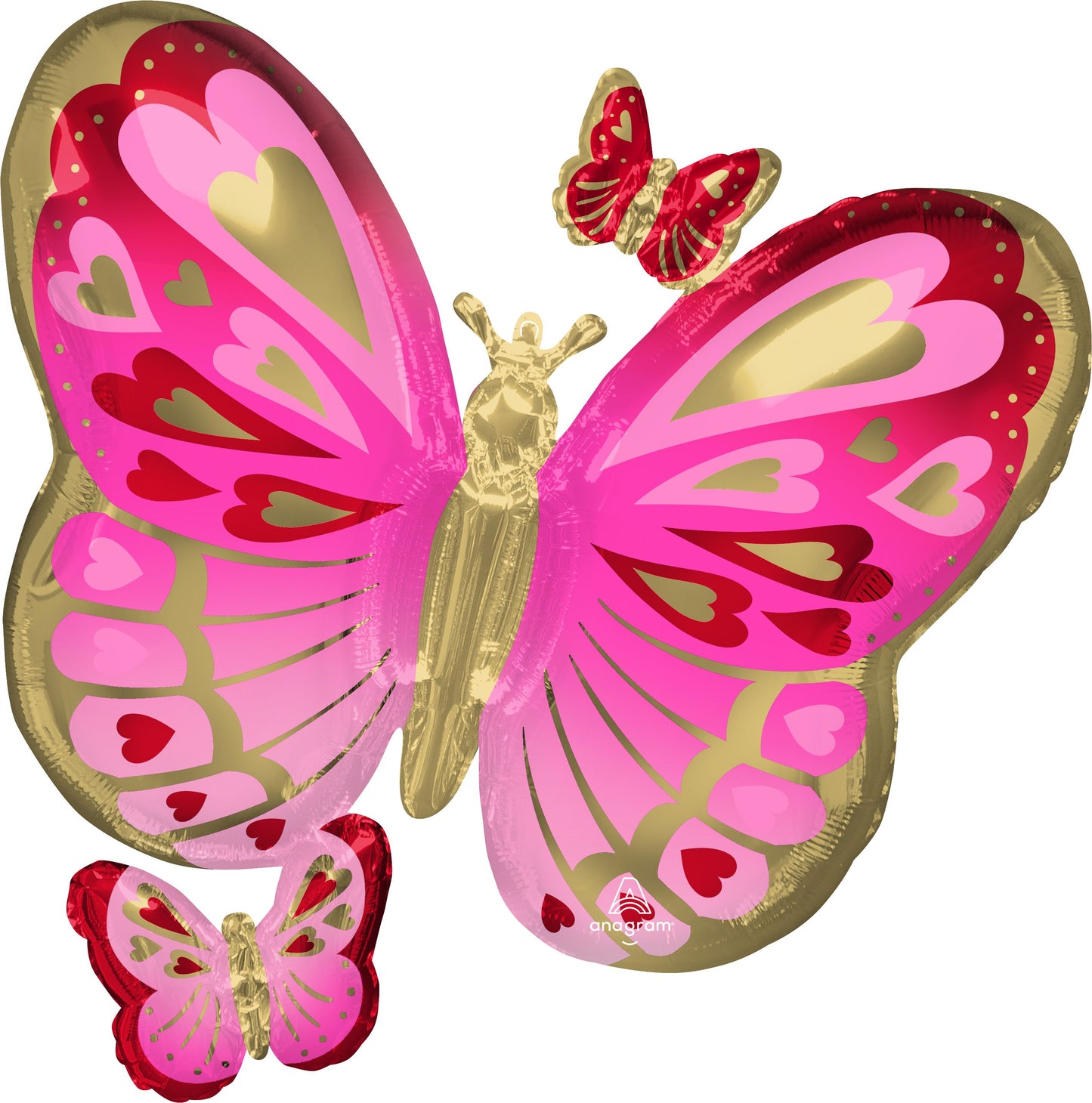 29" Mylar Pink and Gold Butterfly Balloon - Elegant Garden Celebration