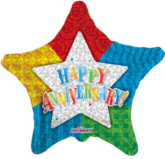 18" Mylar Happy Anniversary Balloon - Romantic Celebration