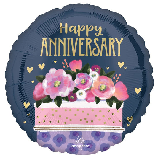 17" Mylar Happy Anniversary Cake Balloon - Sweet Celebration
