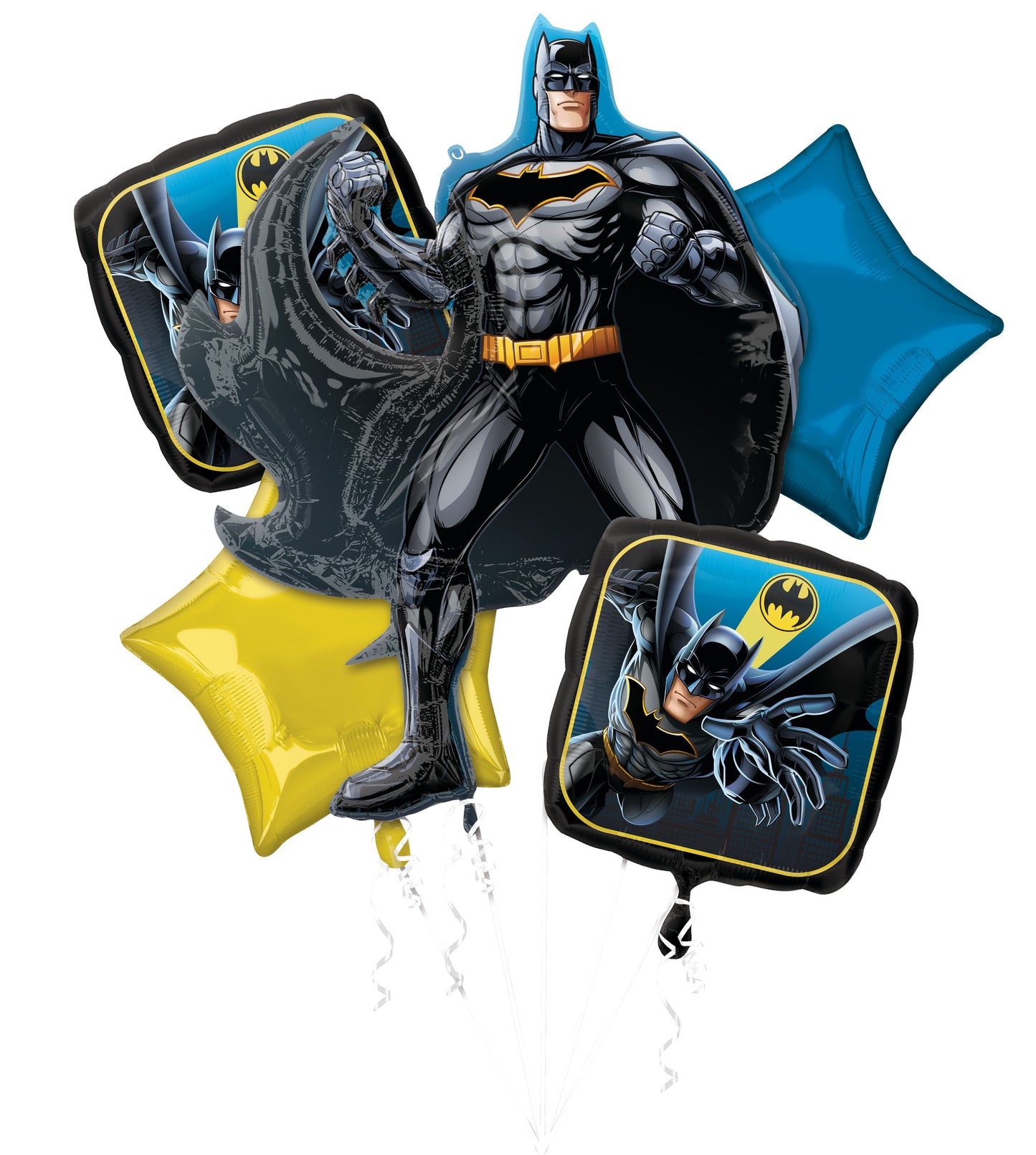 Batman Balloon Bouquet - 5 Balloons with 3 Different Sizes