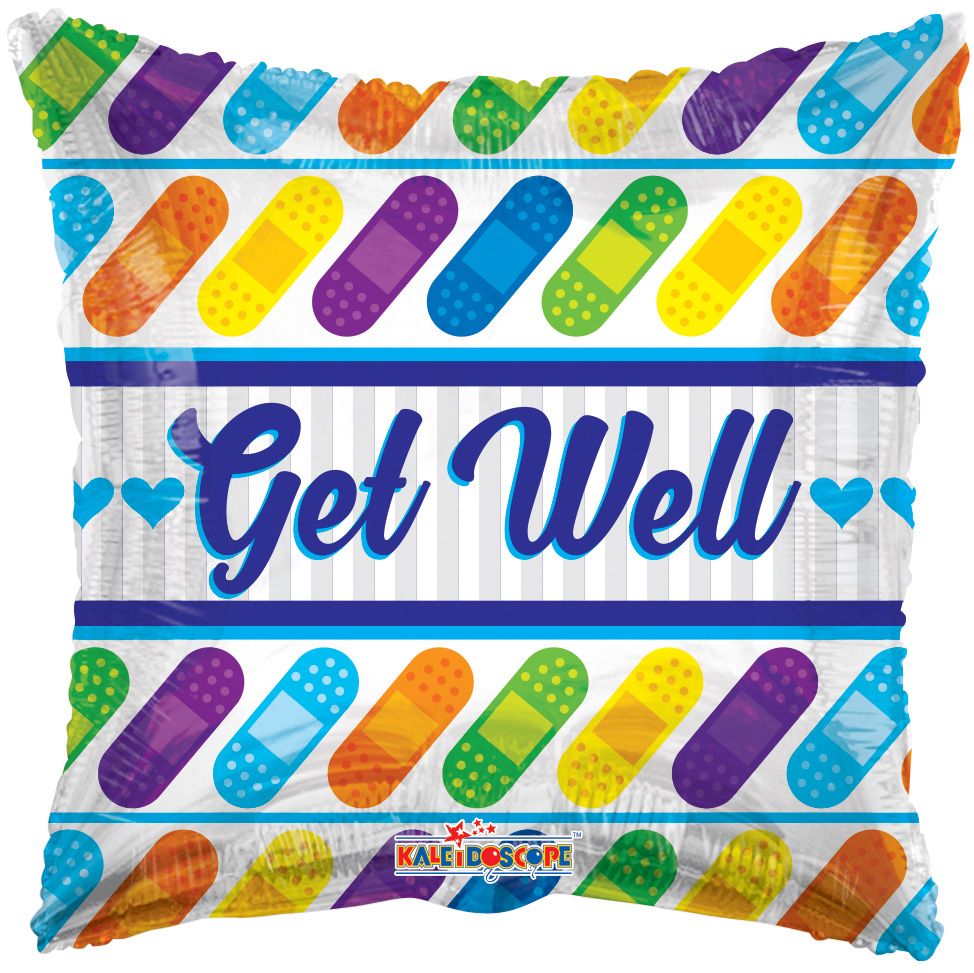 18" Mylar Get Well Soon Clear Bandages Balloon - Medical Recovery Gift