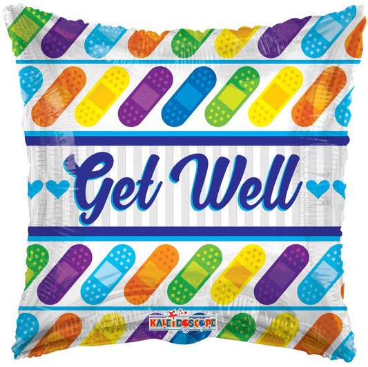 18" Mylar Get Well Soon Clear Bandages Balloon - Medical Recovery Gift
