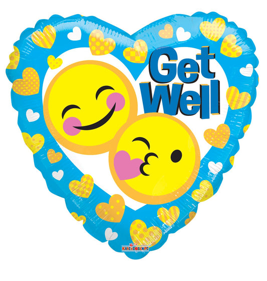 18" Mylar Get Well Soon Kisses Balloon - Sweet Recovery Gift