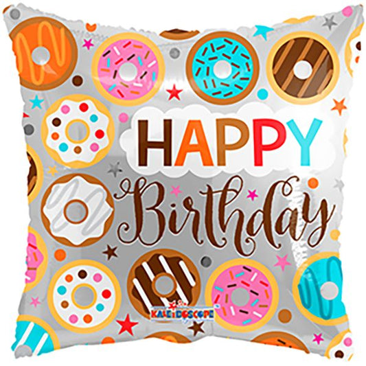 18" Mylar Happy Birthday Donuts Balloon - Sweet Treat Celebration