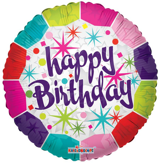 18" Mylar Happy Birthday Stars Balloon - Celestial Party Decoration