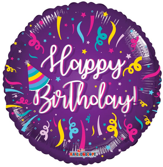18" Mylar Happy Birthday Streamers Balloon - Festive Party Decoration