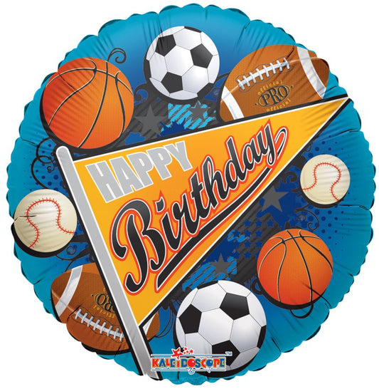 18" Mylar Happy Birthday Sports Balloon - Athletic Birthday Celebration