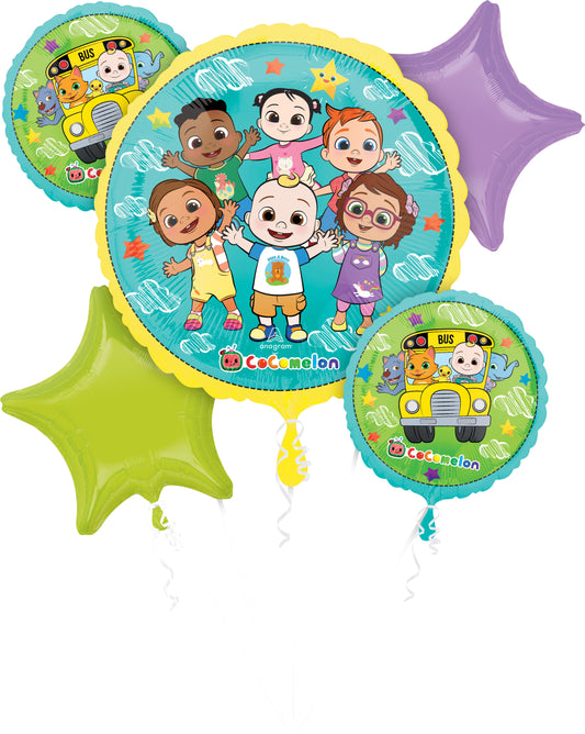 CocoMelon Bundle Bouquet - 5 Balloons with 3 Different Sizes