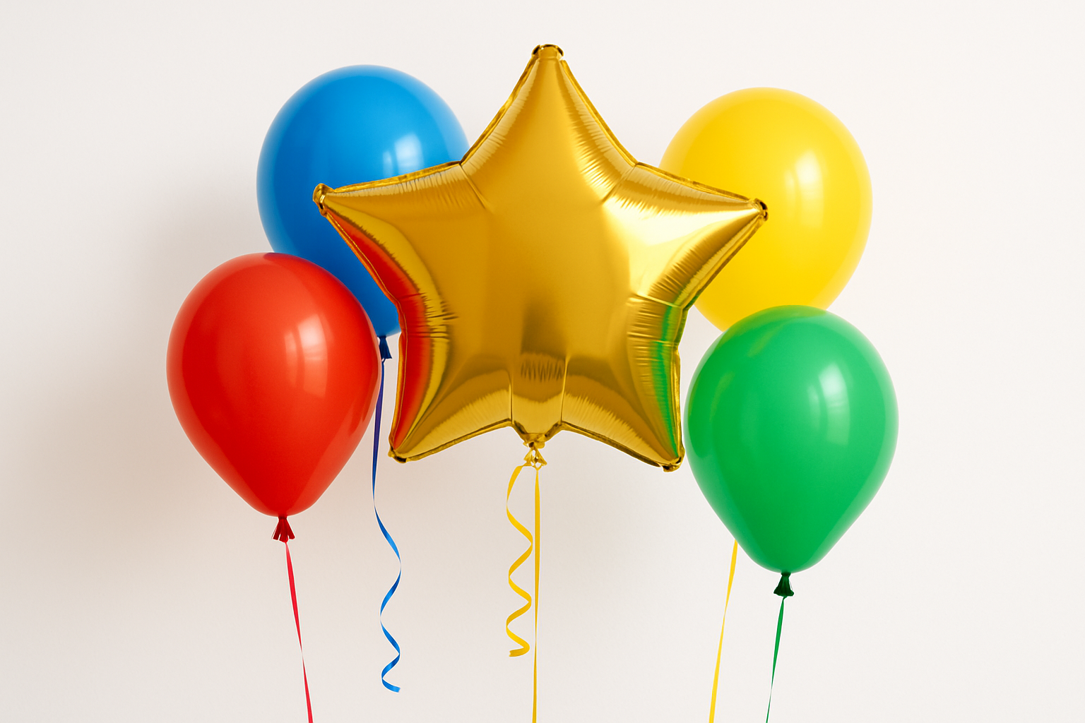 create 4 latex balloons in different colors with a 18 in star balloon
