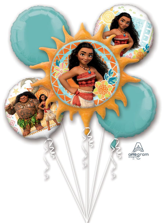 Moana Bundle Bouquet - 5 Balloons with Disney Princess Theme