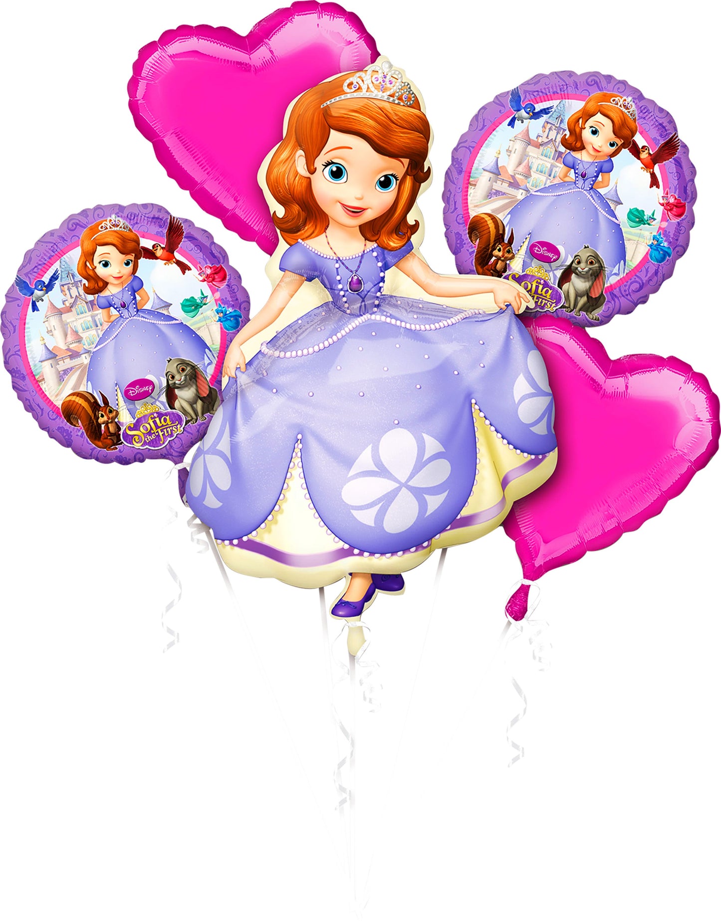 Sofia the First Bundle Bouquet - 5 Balloons with 3 Different Sizes